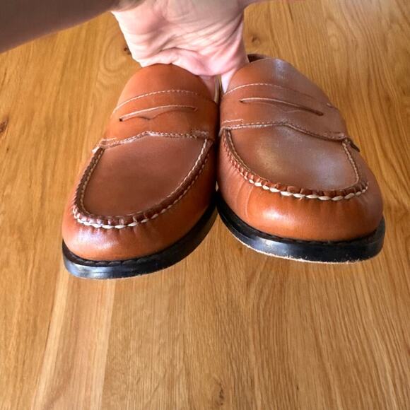 G.H. Bass Weejuns Men's Logan Flat Strap Leather Penny Loafer Tan Size 10 - Picture 8 of 14